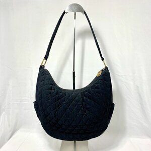 VERA BRADLEY Black Quilted Gold Color Metal Handbag Hobo Style Purse Tote